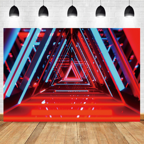 Stage Pyramid Light Triangle Neon Light Unique 3D Baby Child Party Photo Backdrop Photography Background Photo Studio Photocall ► Photo 1/6