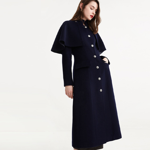 Winter Cloak style over the knee long Woolen coat female Military style winter thick was thin cashmere warm woolen coats F289 ► Photo 1/6