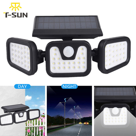 T-SUN 3 Modes Solar Wall Light PIR Motion Sensor Wall Light IP65 Outdoor Solar Lamp Solar Powered Sunlight for Garden Garage ► Photo 1/6