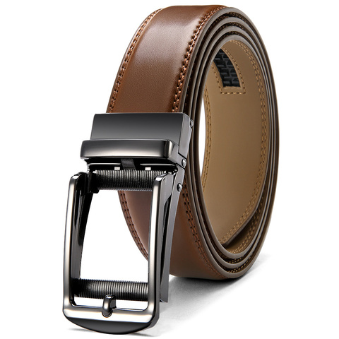 JACNAIP Adjustable Ratchet Men Belts Luxury Business Design Automatic Alloy Buckle Cow Leather Belt for Men 3.5cm Мужской ремень ► Photo 1/6