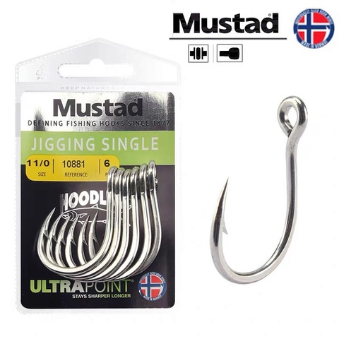 Mustad 10881 Fishing Hooks 100% Original 1/0-11/0 Jigging Single Sea Fishing Hooks Professional Deep Sea Wedkarstwo De Pesca ► Photo 1/6