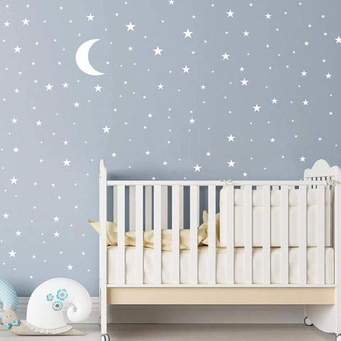 Star moon combination wall sticker for kids baby rooms bedroom background home decoration wallpaper DIY decals nursery stickers ► Photo 1/6
