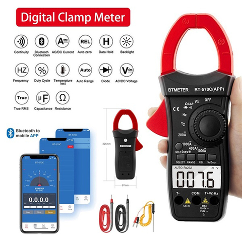 BTMETER 570C-APP Digital Clamp Meter Multimeter 4000 Counts Auto/Manual Ranging,Bluetooth Amp Meter for Electrical HVAC Ammeter ► Photo 1/6