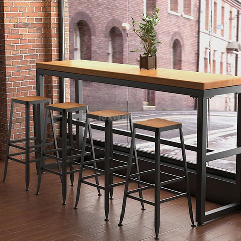 Buy Online Wrought Iron Wood Bar Stool Home Wall Coffee Table Bar High Table And Bar Chair Counter Stool Dotomy Bar Stools Metal Stool Alitools