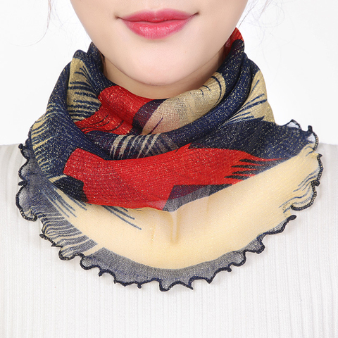 Spring Summer Chiffon Neck Collar Scarf Women Head Thin Sunscreen Variety Small Silk Anti-UV Scarf Mask Multi-Function Scarf ► Photo 1/6