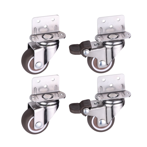 Furniture Casters Crib Rubber Wheel L type 1/1.25/1.5/2 inch Swivel Mute Brake Caster Furniture Hardware Fittings set of 4 ► Photo 1/6