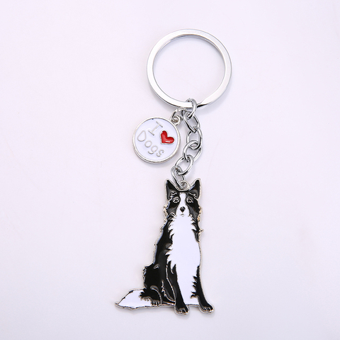 Keychain Border collie keychains Animal key ring pet dogs Tag key Keychain Jewelry men gift Metal car Key Ring best friend gifts ► Photo 1/6