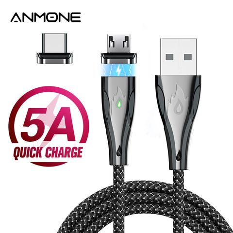 ANMONE Type C Magnetic Cable Micro USB Magnet Phone Cable Zinc Alloy 5A Fast Charging for Mobile Phone Cord ► Photo 1/6