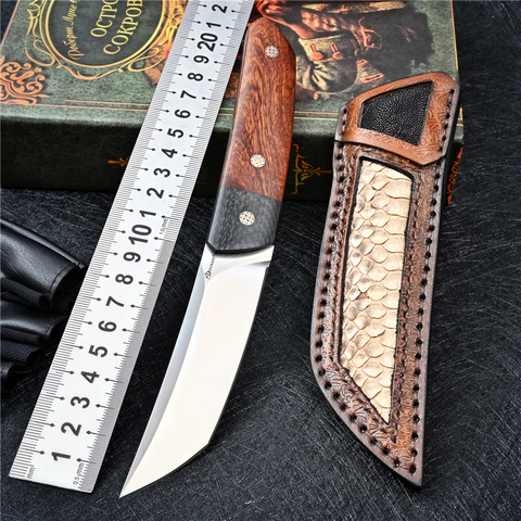 SDOKEDC SD802 D2 Steel Fixed Blade Knife Olneya Tesota Handle Hunting Knife Survival Tactical Self Defense Camping Knifes ► Photo 1/1