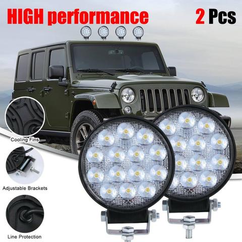 Round 140W LED Work Light 12V 24V Car Light Bright Beam Off-Road Flood 9000lm IP68 waterproof Spot light SUV DRL Fog Lamp ► Photo 1/6