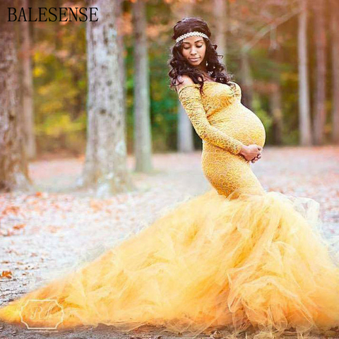 Long Sleeve Maternity Gown Lace Maxi Dress Pregnant Women Clothes Photography Pregnancy Dress Maternity Dresses for Photo Shoot ► Photo 1/6