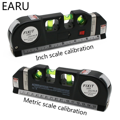 Laser Level Horizon Vertical Measure 8FT Aligner Standard Metric Rulers Multipurpose Measure Leveler Black Tape Aligner Bubbles ► Photo 1/6