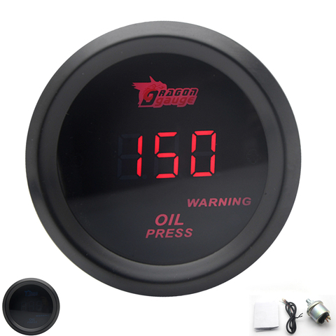 DRAGON GAUGE 52MM PSI Oil Pressure Gauge Digital Red led Black Case ► Photo 1/1