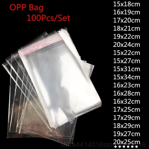 Multi-size transparent self-adhesive sealed plastic packaging bag, resealable cellophane OPP fresh-keeping bag, gift bag ► Photo 1/6