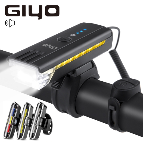 GIYO Horn / Flashlight for Bicycle MTB Road Light Bike Front Rear Lantern Cycling Accessories USB Rechargeable Led Bicycle Light ► Photo 1/6
