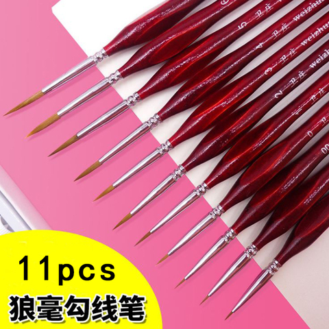 11Pcs/Set Watercolor Gouache Paint Brushes 2 models Different Shape Round Pointed Tip Nylon Hair Painting Brush Set Art Supplies ► Photo 1/6