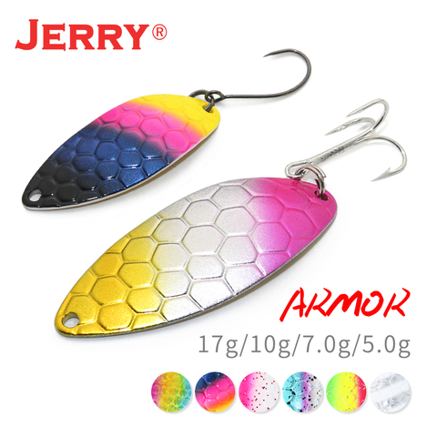 Jerry Armor Metal Spoon Hard Fishing Baits Artificial Wobblers For Trolling Jigging lures Trout bass pike With Treble Hook ► Photo 1/6