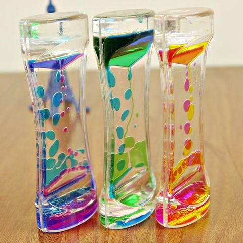 stress toy Double Colors Oil Hourglass Liquid Floating Motion Bubbles Timer Desk Decors descending sensory bubbles kids toys ► Photo 1/6