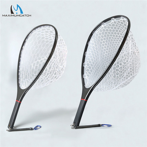 Maximumcatch Fly Fishing Landing Net Solid Carbon Fiber Frame Nomad Hand Strong & Light Clear Rubber Net ► Photo 1/6