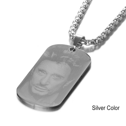 Customized Engraved French Rocker Johnny Hallyday Personalized Photo Necklace Pendant female male bijoux femme ► Photo 1/4