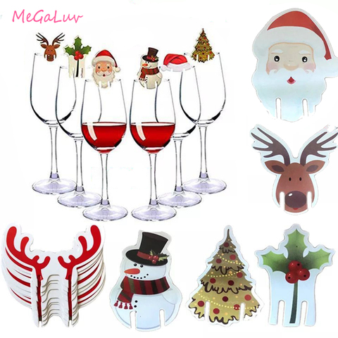 10Pcs Christmas Cup Card Xmas Party Santa Hat Wine Glass Decoration Home Table Place Decorations Christmas Party Supplies ► Photo 1/6