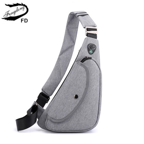 Fengdong small anti theft chest bag fashion crossbody bags for men mini travel sport bag with earphone jack fathers day gifts ► Photo 1/6