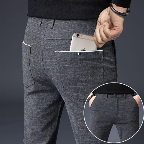 2022 Men's Stretch Stripe Casual Pants Mens Four Seasons High Quality Business Trousers Men's Straight Harem Pants ► Photo 1/6