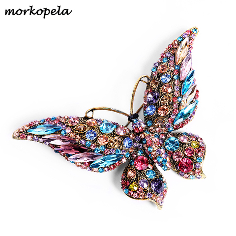 Morkopela Big Butterfly Brooch Luxury Crystal Pin Brooches For Women Party Banquet Rhinestone Pins Clothese Accessories ► Photo 1/6
