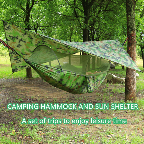 Pop-Up Portable Camping Hammock with Mosquito Net and Sun Shelter,Parachute Swing Hammocks Rain Fly Hammock Canopy Camping Stuff ► Photo 1/6