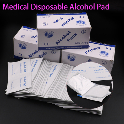 100pcs/lot Disposable Alcohol Prep Swap Pad Wet Wipe alcohol swabs for Antiseptic Skin Cleaning Care Jewelry Mobile Phone Clean ► Photo 1/6