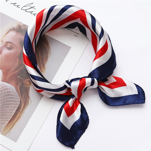 2022 women scarf silk feeling hair neck scarves square brand office Printing Hotel Waiter Flight Attendants Handkerchief rings ► Photo 1/6