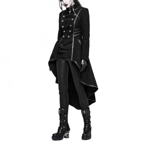 2022 Winter Casual Gothic Plus Size Party Warm Women Long Trench Coats Black Slim Plain Pleated Autumn Female Goth Overcoats ► Photo 1/6