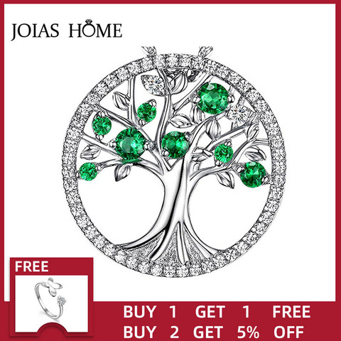 JoiasHome 925 Sterling Silver Necklace Pendant Creative Green Tree of Life Lady Necklace Natural Wind Pendant Jewelry ► Photo 1/6