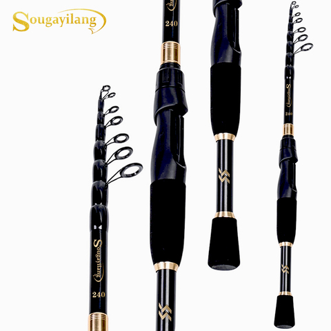 Sougayilang 1.8M 2.1M 2.4M Portable Telescopic Fishing Rods Carbon Fiber Material Ultralight Weight Spinning Fishing Rod Tackle ► Photo 1/6
