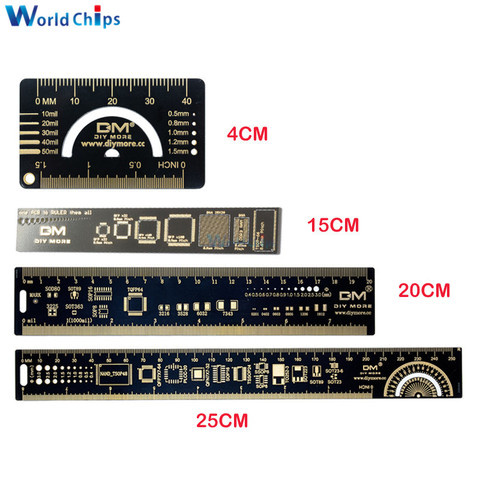4cm 15cm 20cm 25cm PCB Ruler Multifunctional Measuring Tool Resistor Capacitor Chip IC SMD Diode Transistor Package 180 Degrees ► Photo 1/6