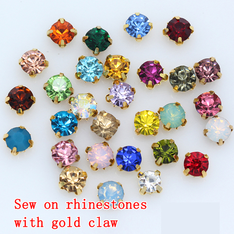 100Pcs 4MM All Colors Gold Claws Sew On Round Rhinestones For Needlework DIY Glass Crystals Stones Clothes Wedding Dress Crafts ► Photo 1/4