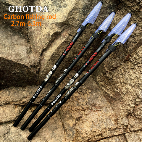 GHOTDA High Carbon 2.7M 3.6M 4.5M 5.4M 6.3M Fishing Rod Spinning Portable Telescopic Spinning Rod Ultralight Rock Fishing Rod ► Photo 1/6