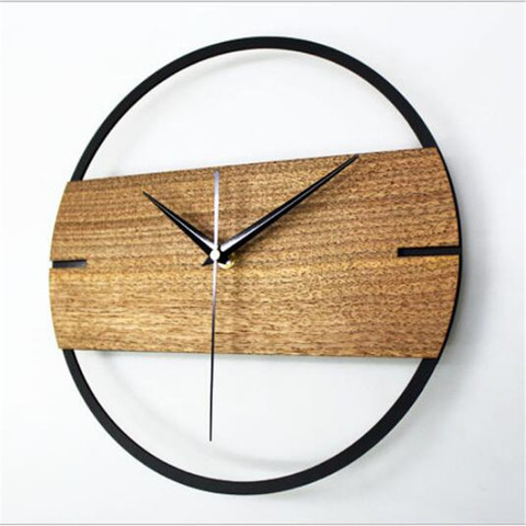 European style simple wall clock nordic wood home clock study office art wall decoration minimalist modern design clock ► Photo 1/6