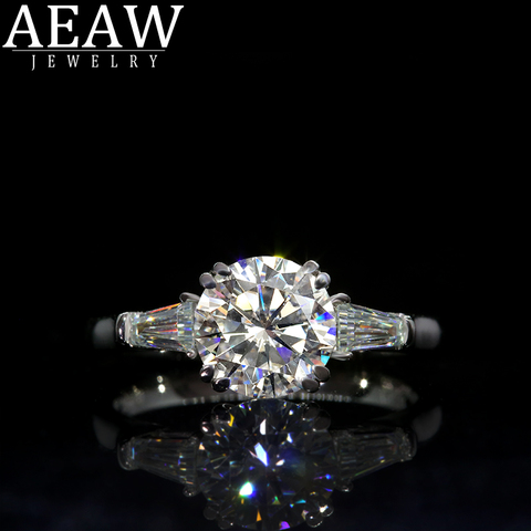 AEAW Double Claw1.0ct 6.5mm Round Cut 10k 14k White Gold Yellow Gold D Moissanite Ring Original Dazzling Female Jewelry ► Photo 1/6