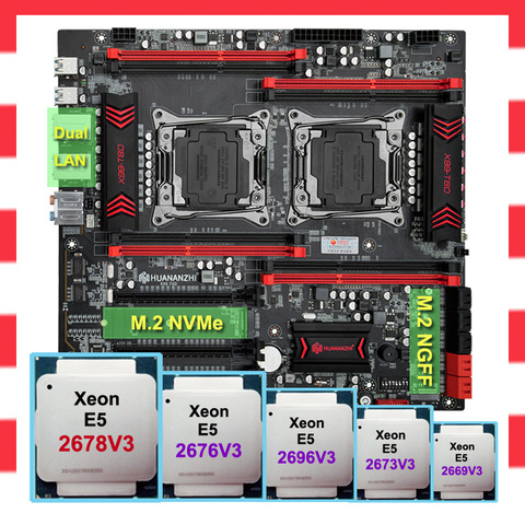 HUANANZHI X99-T8D Motherboard Combo X99 LGA2011-3 M.2 NVMe/NGFF Slot Dual Xeon Processor E5 2678 V3 2676 V3 2696 V3 2673 V3 DIY ► Photo 1/6