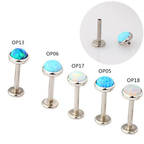 Opal Lip Bar Ring Internally Threaded Ear Tragus Cartilage Stud Piercing Body Jewelry Cartilage Ear Piercing ► Photo 1/6