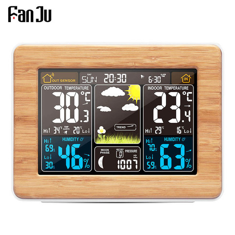 FanJu Weather Station Meter Digital Watch Alarm Clock Wireless