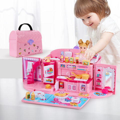 QWZ New Girls Toys Diy Doll House handbag Furniture Miniature accessories cute Dollhouse Birthday Gift House Toys for Children ► Photo 1/6