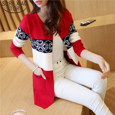 2022 Women's Long Sweater Cashmere Autumn Cardigan knitting Sweater Pink Black Red Printing Winter Fashion Slim Women 7479 50 ► Photo 1/6