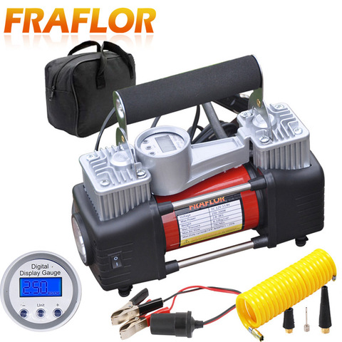 High Pressure 12v Air Compressor For Cars SUV Light Trucks Twin Cylinder Metal Inflatable Pump Auto Electric Tire Inflator ► Photo 1/1