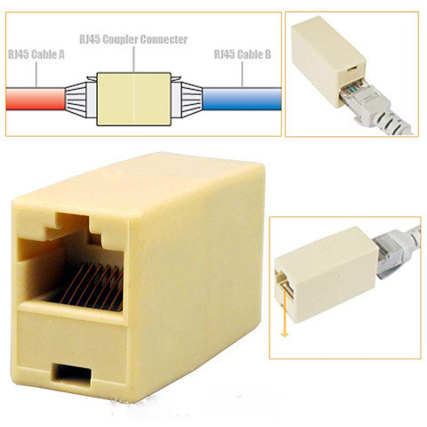 10Pcs RJ-45 SOCKET RJ45 Splitter Connector CAT5 CAT6 LAN Ethernet Splitter Adapter Network Modular Plug For PC Lan Cable  Joiner ► Photo 1/6