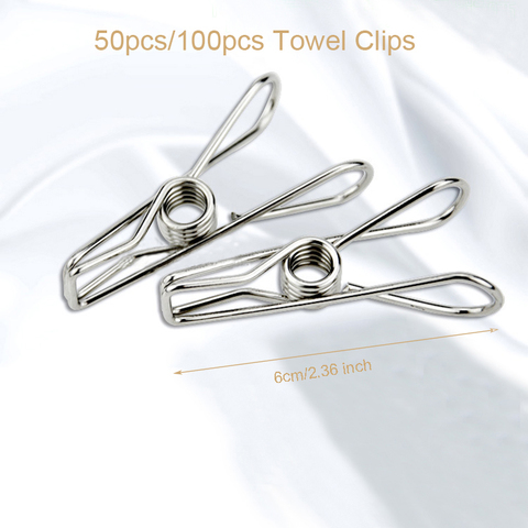 100pcs 6cm Stainless Steel Clips Clothes Pins Pegs Holders Clothing Clamps Sealing Clip Household Clothespin Clips for Hangers ► Photo 1/5