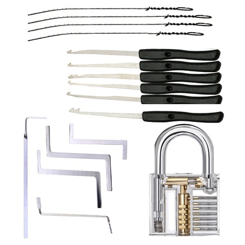 Transparent Visible Pick Cutaway Practice Padlock Lock With Broken Key Removing Hooks Lock Extractor Set Locksmith Tool ► Photo 1/6