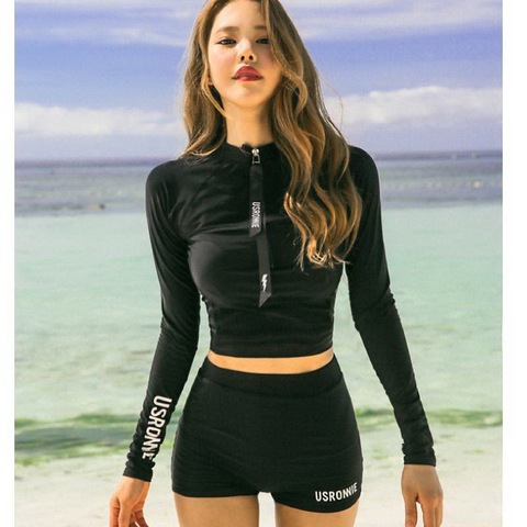 Sexy Swimsuit Swimwear Women Two piece Swimsuit For Bathing Suit High Waist Bikini Set Push Up Swimwear Long sleeve Female Swim ► Photo 1/6