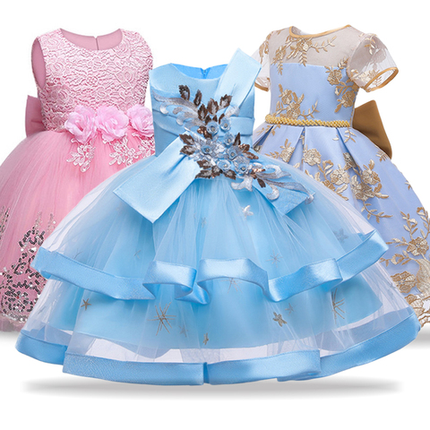 Flower Girls Dress For Wedding and Party Dress Children Costume Kids Dresses For Girls Princess Dress Vestido 4 5 6 7 8 10 Year ► Photo 1/6